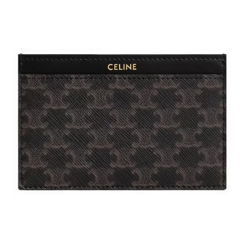CELINE Triomphe Коровья кожа Обметка Держатель для карт Мужской Черный