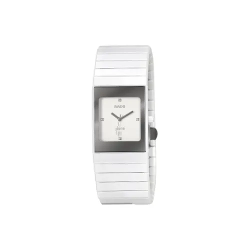 RADO Кварцевый механизм Женские часы 27 мм Белый циферблат Керамические корпуса Керамический ремешок
