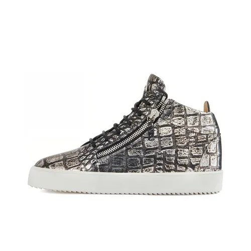 Giuseppe Zanotti GZ Kriss Высокие Топы Стильные Скейтбординг Мужские Черные Серебряные