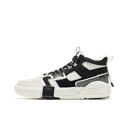 Erke Нет Двойной Теплоизоляционный Устойчивый к Сверканию и Износу Высокий Топ Скейтборд Кроссовки Мужские Белый Черный