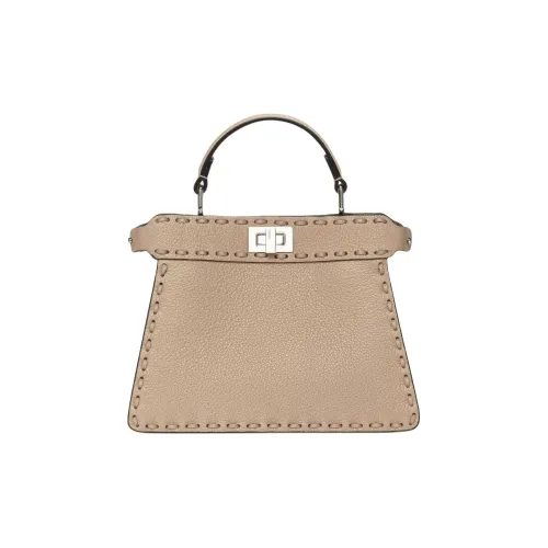 FENDI Peekaboo ISeeU PetiteСумка Selleria Серо-коричневого Цвета, Прошитая Вручную 306 Стежками