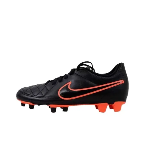 nike Tiempo Rio Ii FG Твердый Грунт Амортизация Износостойкие Футбольные Бутсы Женские Черный Оранжевый