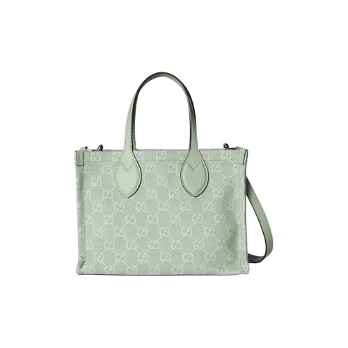 GUCCI Ophidia Деним с кожаными вставками Тоут Сумка Сумка для покупок Сумка среднего размера Женская Светло-зеленая
