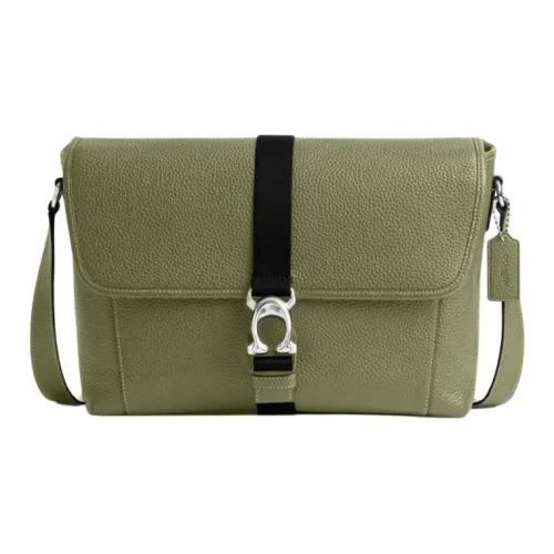 COACH BECK Зернистая кожа личи кожа курьерская сумка сумка через плечо обычный мужской лесной мшистый