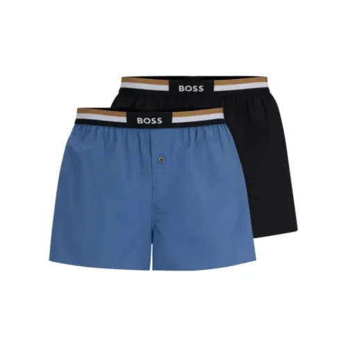 Hugo Boss Два пачки OF хлопковых пижамных шорт с фирменными резинками на талии боксеры мужские 2 упаковки