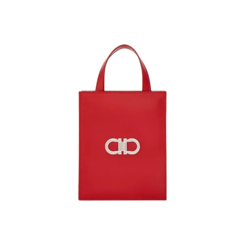 Ferragamo Gancini Palm Телячья кожа Сумка-тоут Сумка для покупок Сумка через плечо Сумка мини Женская Пламя Красный