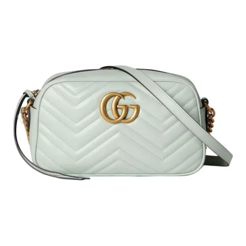 GUCCI GG Marmont Лоскутное шитье Узор "елочка" Кожа Сумка через плечо Сумка на плечо Женская Светло-зеленая