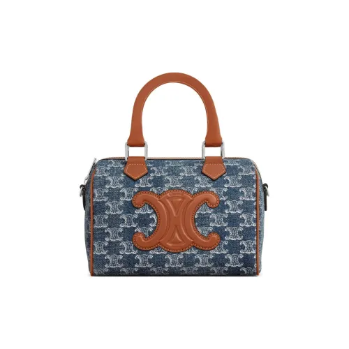 CELINE Triomphe Деним с кожаными вставками через плечо сумка женская синий