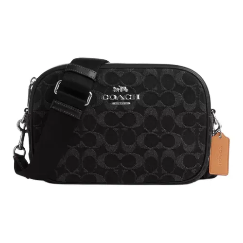 COACH Jamie Denim с кожаными вставками Camera Сумка Сумка через плечо Средний Женская Черная