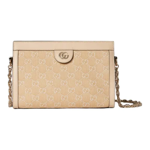 GUCCI Ophidia Denim Crossbody Bag Shoulder Bag Women's Light Beige