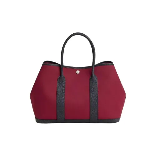 HERMES Сад Officer Цвет холста с Negonda Коровья кожа Сад Сумка Женские Светло-розовый Розовый Темно-синий