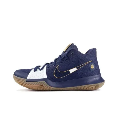 Nike Kyrie 3 Амортизация Износостойкий MID Топ Баскетбольные кроссовки Мужские Синие Белые