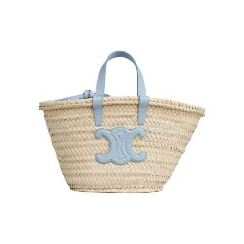 CELINE Triomphe Пальмовый лист с коровьей кожей обметка Basket сумка женская светло-синий