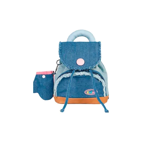 LOLA DESIGN Denim Backpack Small Women's Dark Blue \ Light Blue