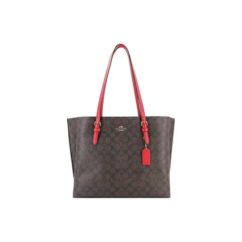 COACH Mollie PVC Тоут Сумка Сумка для покупок Сумка на плечо Большая женская Темно-коричневый