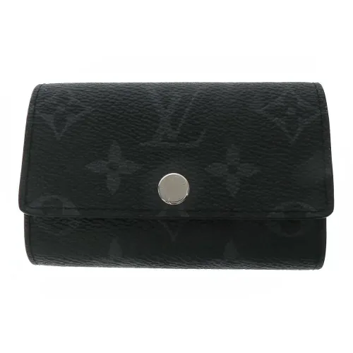 LOUIS VUITTON Покрытый холст с кожаными вставками комбинированная холщовая сумка Key Pouch стандартная мужская черная