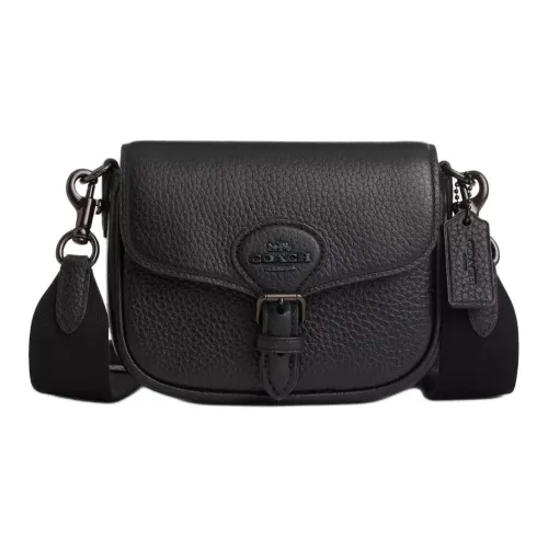 COACH Amelia Мягкая кожа галечная сумка через плечо маленькая женская черная