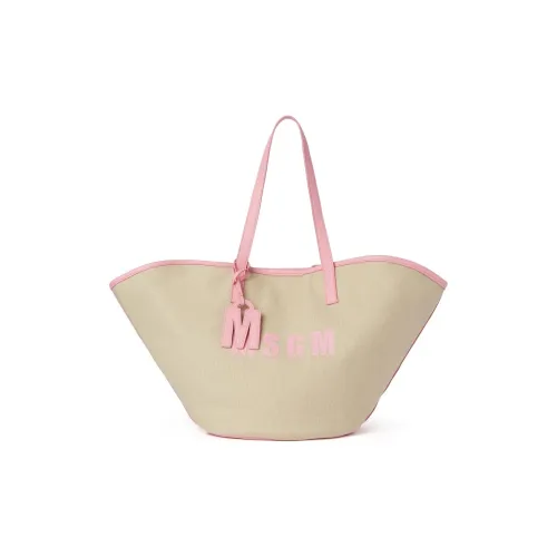 MSGM Canvas Bag Tote Bag Shopping Bag Shoulder Bag Handbag Large Women's Beige Pink MSGM Холщовая сумка Тоут сумка Сумка для покупок Сумка через плечо Сумка большая Женская Бежевая и Розовая