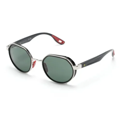 RayBan Акриловые круглые солнцезащитные очки для мужчин черные