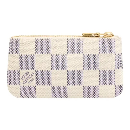 LOUIS VUITTON Воловья кожа Пэчворк Холст Key Pouch Женские Церулеан