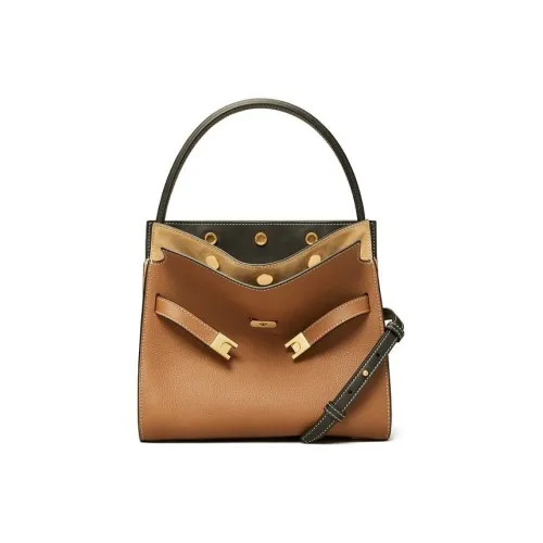 TORY BURCH Lee Radziwill Матовая сумка из коровьей кожи через плечо среднего размера женская коричневая