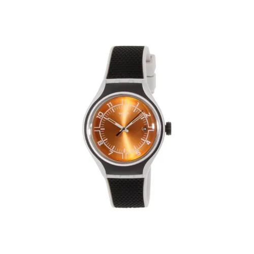 Swatch Quartz Механизм Унисекс Часы 41 мм Апельсиновый Циферблат Часы Алюминиевый Корпус Часы Резиновый Ремешок