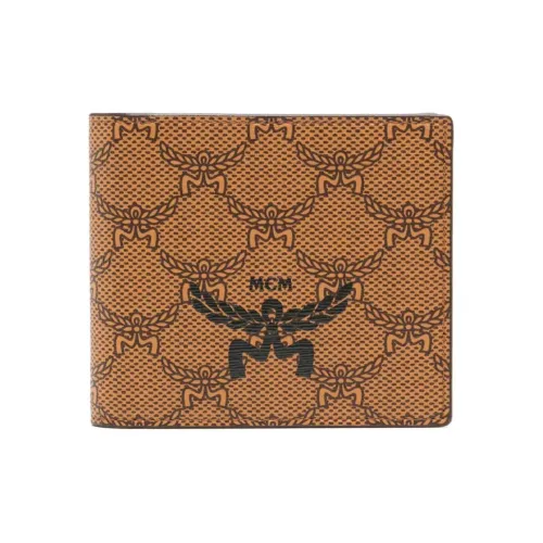 MCM Canvas Leather Wallet Small Men's Cognac