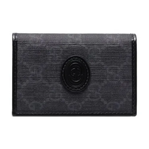 GUCCI Canvas Держатель для карт кошелек Мужской Черный