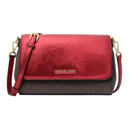 MICHAEL KORS Jet Set Холст с Лакированной Кожей Сумка через плечо Средняя Женская Универсальная Малиновый