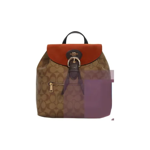 COACH Kleo Ткань с кожаными вставками средний рюкзак женский хаки