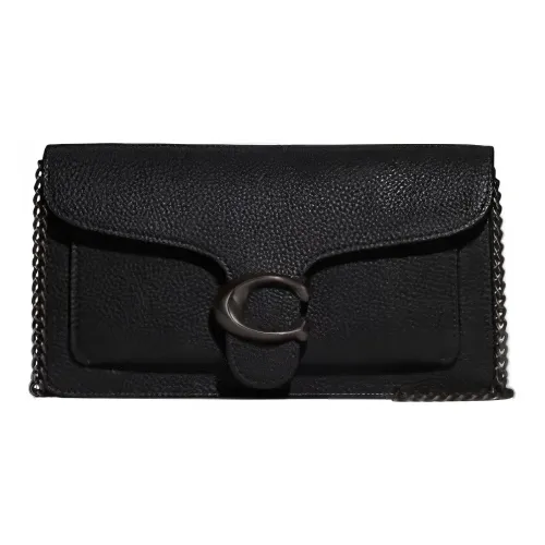 COACH Tabby Галька текстура Коровья кожа Сумка через плечо Клатч Маленький Женский Черный