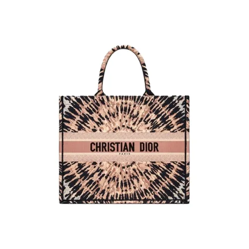 DIOR BookTote Ткань Тоут Сумка Сумка для покупок Сумка на плечо Сумка Большая Женская Розовая Черная Белая
