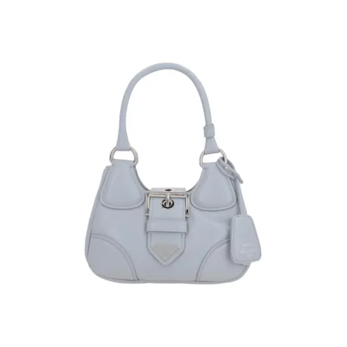 PRADA Moon Series Кожа Плечевая Сумка Сумка-Полумесяц Сумка через плечо Сумка Женская Светло-Синяя