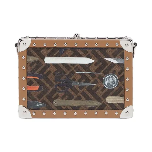 FENDI Phone Trunk FFЧемодан Из Ткани Коричневого Цвета С Узором FF И Принтом FENDI Tool