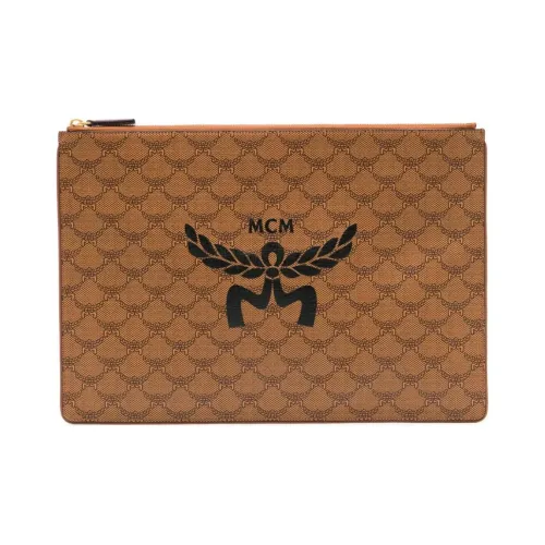 MCM Холст и Кожа Клатч Экстра-большой Мужской Коньяк