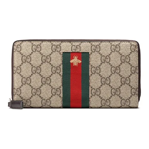 GUCCI Canvas с кожаными вставками кошелек мужской бежевый эбеновый