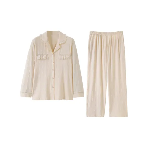 WOLFSFUL Пижамный комплект женский кремово-желтый