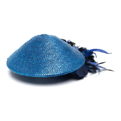 SAINT LAURENT Рафия Перо Шапки Кепки Женские Синий