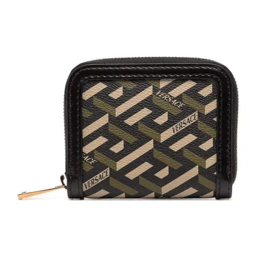VERSACE Кожа Кошелек Женские Черный и Зеленый