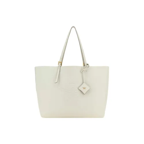 MCM Кожа Тоут Сумка Сумка для покупок Сумка на плечо Сумка Большая Женская Белая