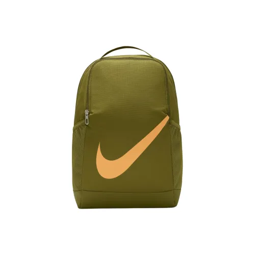 Nike Brasilia Полиэстер Рюкзак Унисекс Оливковый Ярко-оранжевый
