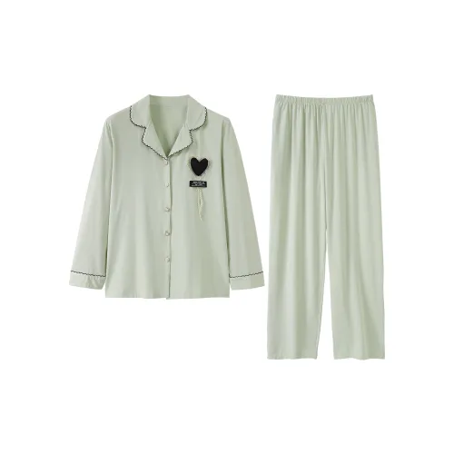 WOLFSFUL Пижамный комплект женский цвет зеленый ростковый