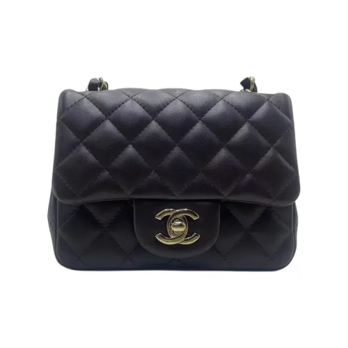 CHANEL Classic Flap CF Lambskin Сумка через плечо Мини Женская Темно-коричневая