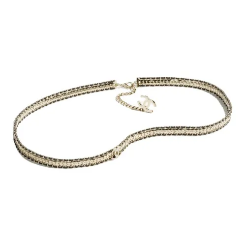 CHANEL Металл, овечья шкура, стразы, кристальные цепи для талии, женские