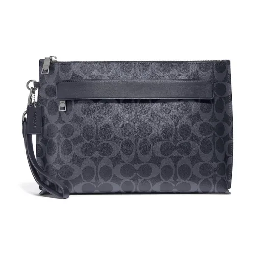 COACH Pouch Холст с кожей Запястье Сумка Клатч Большой Мужской Джинсовый синий