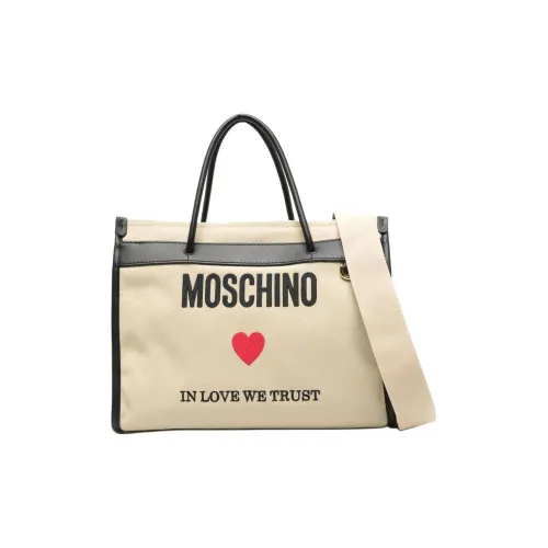 MOSCHINO Canvas Bag Tote Bag Shopping Bag Single Shoulder Bag Women's Beige Black MOSCHINO Холщовая сумка Тоут сумка Сумка для покупок Сумка на одно плечо Женская Бежевый и Черный