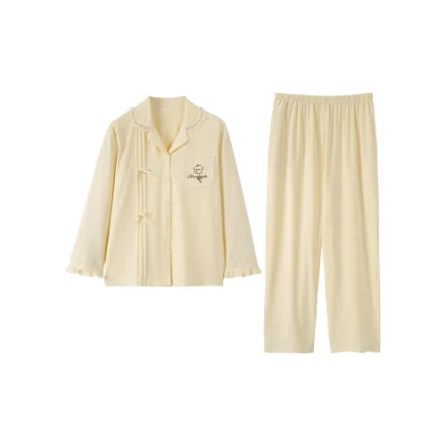 WOLFSFUL Пижамный комплект женский кремово-желтый