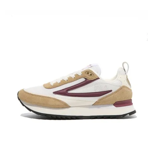 FILA Амортизация Низкие Беговые Кроссовки Женские Белые Коричневые Корейский Стиль