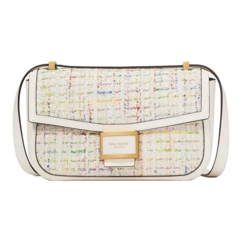 Kate Spade Katy Кожа с Клетчатый Сумка через плечо Сумка на плечо Стандартная Женская Кремовая Многоцветная