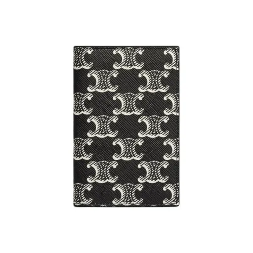 CELINE Triomphe Коровья кожа Держатель для карт Мужской Черный Белый